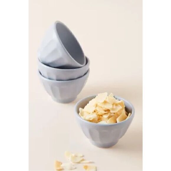 NEW Anthropologie Blue Earthenware Mini Matte Snack Nut Prep Latte Bowls Set 4 - Picture 1 of 1
